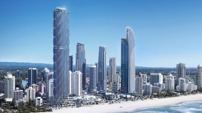 Concept art shows the tower rising 300 metres above the Gold Coast. Supplied