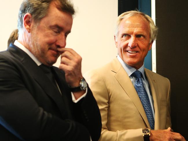 Celebrity backing: Former golfer Greg Norman designed the resort’s championship golf course. He is pictured with Tower Holdings CEO Terry Agnew.