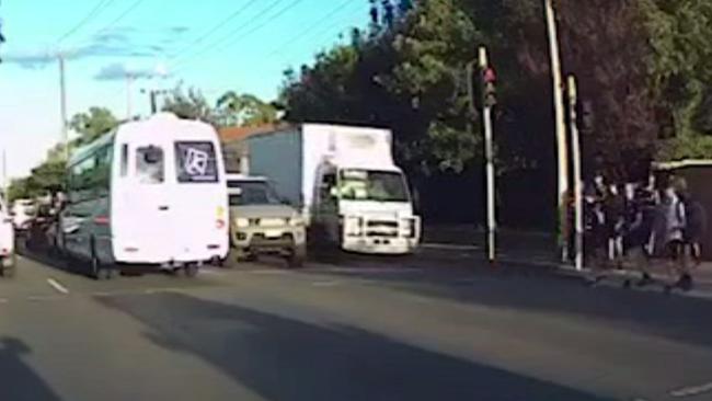 Dashcam footage shows the moment before the truck struck Isaac and Amity. Picture: 7 NEWS