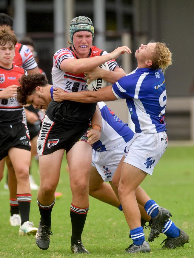 Kirwan High against Ignatius Park College in the Northern Schoolboys Under-18s trials at Brothers Rugby League Club in Townsville. Kirwan number 13 Diesel Taylor. Picture: Evan Morgan