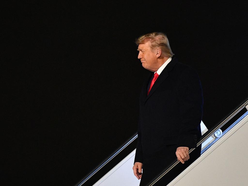 US President Donald Trump steps off Air Force One upon arrival at Dobbins Air Reserve Base in Marietta, Georgia. Picture: AFP