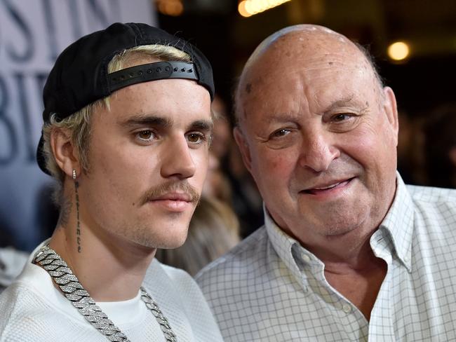 LOS ANGELES, CALIFORNIA - JANUARY 27: Justin Bieber and Bruce Dale attend the Premiere of YouTube Original's 