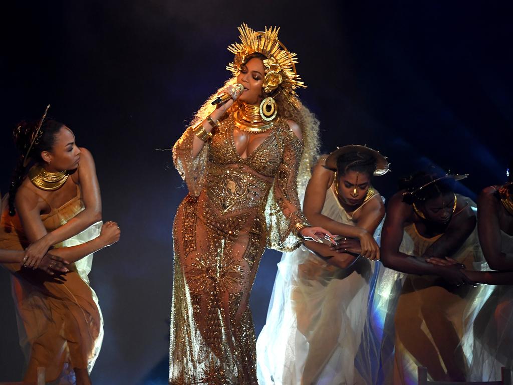 Beyonce performs onstage during The 59th GRAMMY Awards at STAPLES Center on February 12, 2017 in Los Angeles, California. Picture: Getty