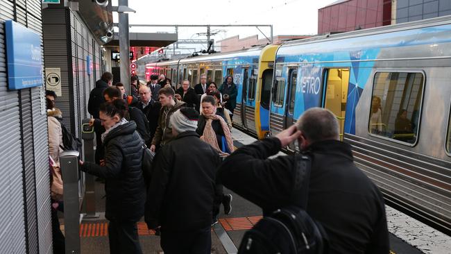 Commuters at Sunbury train station.