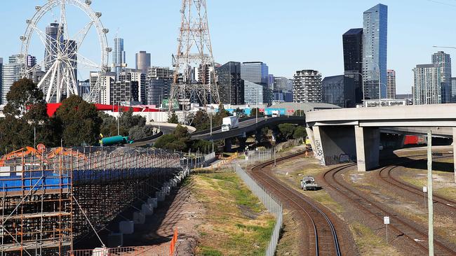 West Gate Tunnel Project works along Footscray Rd. Picture: Ian Currie