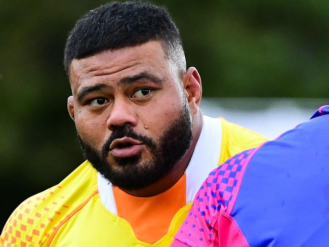 Wallabies hooker Tolu Latu at training ahead of Australia's Rugby World Cup opener against Fiji. Picture: Rugby Australia/Stuart Walmsley