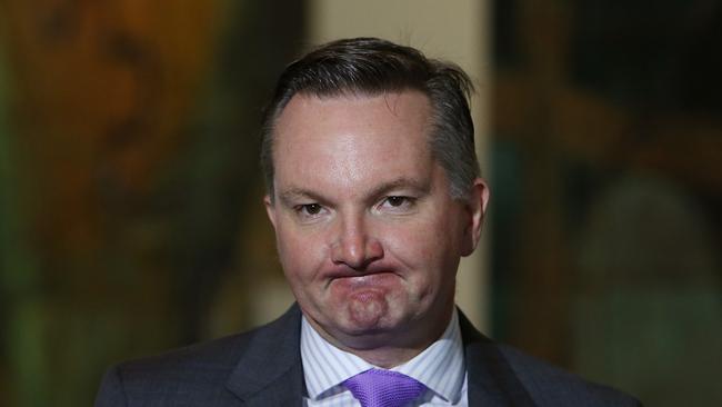 Chris Bowen speaking to the media at Parliament House in Canberra.