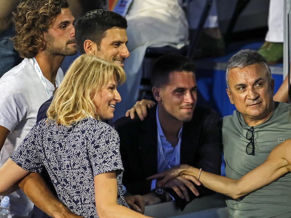 Srdjan Djokovic (right) pictured with his family at the Adria Tour.