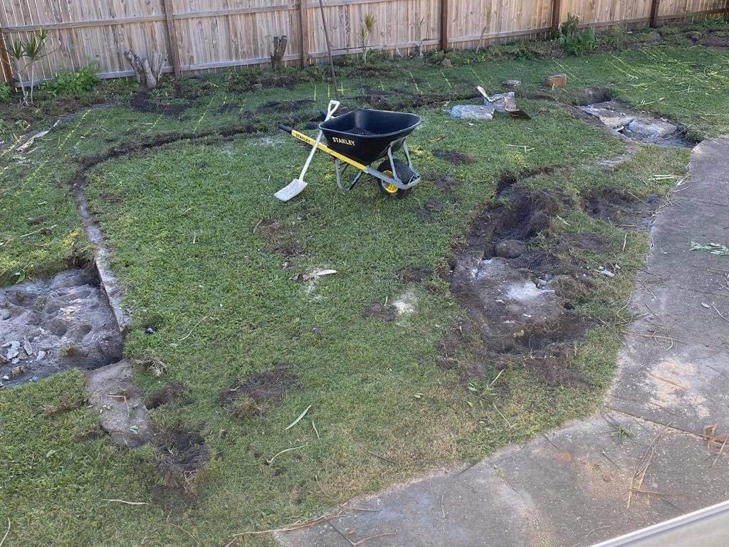 Sam Letchford found a secret pool in his backyard. He's hoping to transform the space into a sunken fire pit or outdoor movie theatre. Photo: Supplied