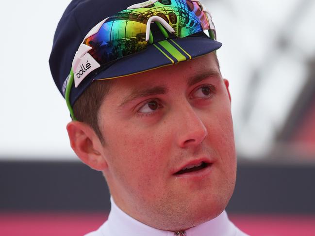 BELFAST, NORTHERN IRELAND - MAY 10: Best Young Rider jersey wearer Luke Durbridge of Australia and Orica-Greenedge looks on ahead of the second stage of the 2014 Giro d'Italia, a 219km flat road stage on May 10, 2014 in Belfast, Northern Ireland. (Photo by Bryn Lennon - Velo/Getty Images)