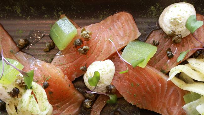 Dill and gin cured salmon at The Alliance Hotel, Spring Hill, Saturday July 20, 2019. The Hotel is one of the best for pub grub on a Sunday. (AAP/Image Sarah Marshall)