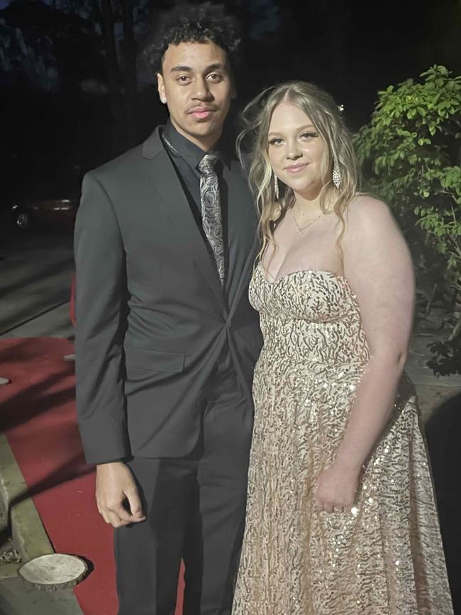 Ethan Broome and Gemma Mackay at the Hervey Bay High Anti-formal on November 16, 2023.