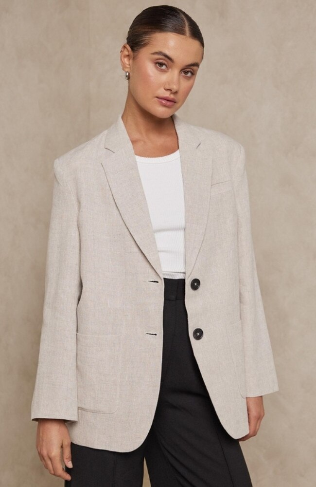 AERE Oversized Linen Blazer. Picture: THE ICONIC.