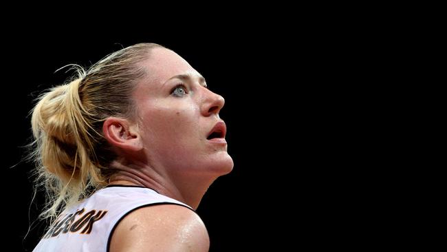 Former professional basketball player Lauren Jackson during the Sydney Uni Flames v Canberra Capitals WNBL game at the State Sports Centre, Olympic Park, Homebush, Sydney.