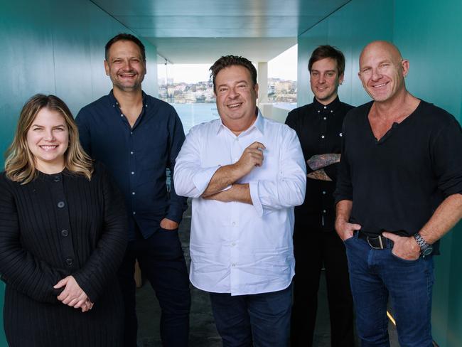 Celebrity chefs Danielle Alvarez, Lennox Hastie, Peter Gilmore, Matt Stone and Matt Moran in Sydney in 2023. Picture: Justin Lloyd.