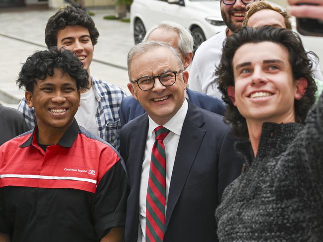 CANBERRA, Australia - NewsWire Photos - November 4, 2024: Prime Minister Anthony Albanese, Minister for Education, Jason Clare and Minister for Skills and Training Andrew Giles meet with TAFE and University students at Parliament House in Canberra. Picture: NewsWire / Martin Ollman