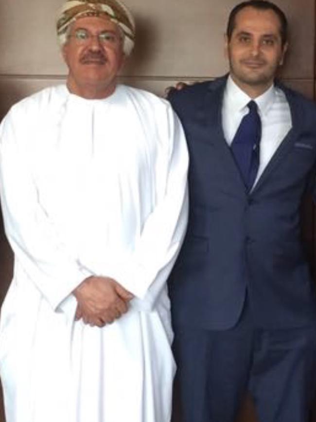 Michael Ibrahim, with Sheikh Nasser Al Hashar CEO and co-founder of Al Jazeera International Group Oman. Picture: Instagram