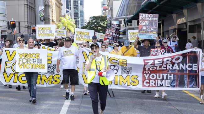 Voice for Victims rally in Brisbane CBD. Picture: Richard Walker