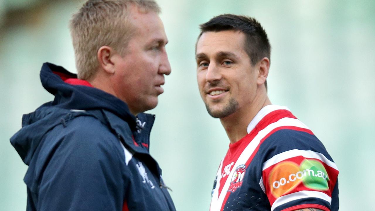 Trent Robinson and Mitchell Pearce were once united at the Roosters.