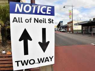 Neil Street re-opens as two-way street. Picture: Bev Lacey