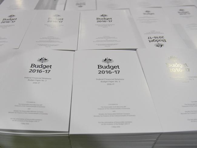 The 2016-2017 Budget papers: Shhh, they’re a secret. Picture: Mick Tsikas/AAP