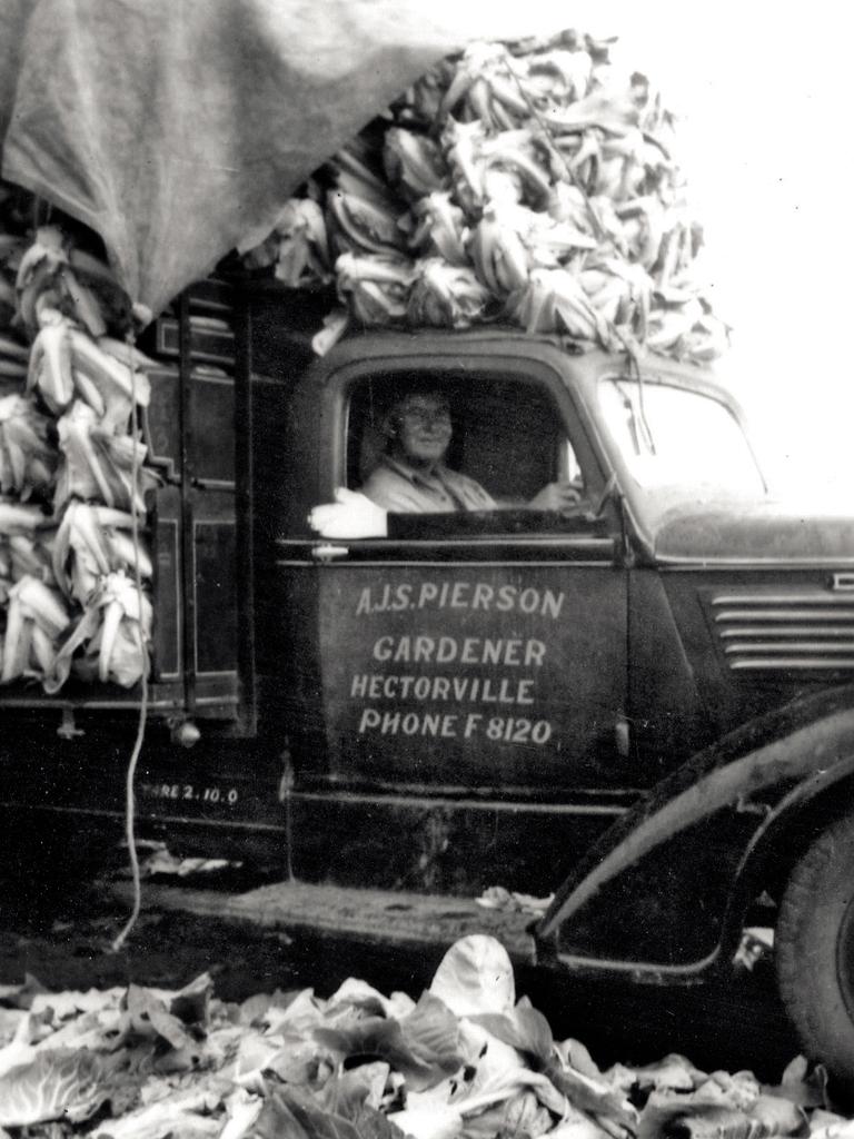 Alfred James Smith-Pierson delivers produce to the market during the early 1950s. 