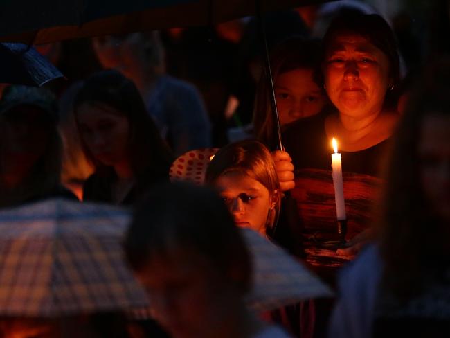 Candle light vigil for murdered schoolgirl victim Tiahleigh Palmer at Marsden held on Sunday night.