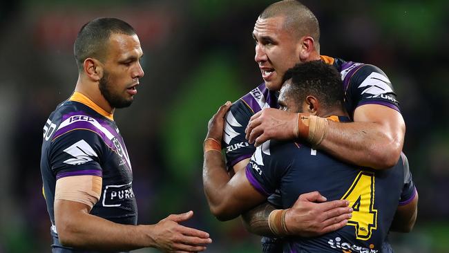 Will Chambers, left, was benched for Storm’s clash with Parramatta. Picture: Getty Images