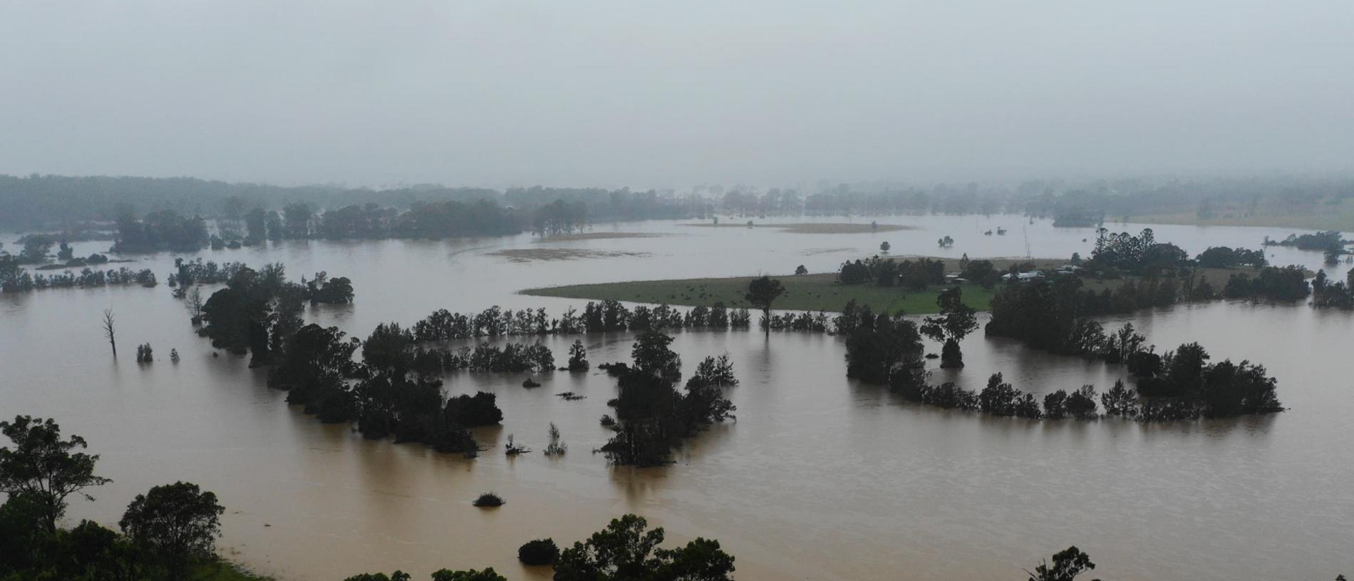 Spectacular drone footage of the flooding near Coutts Crossing as major flooding hit the area by drone photographer Sharn Domatas