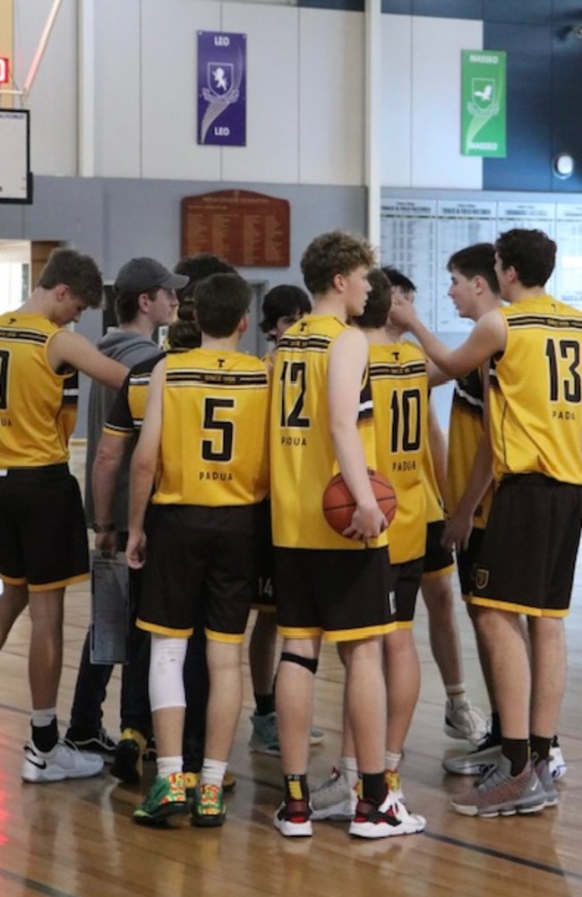 The Padua College First V Basketball team.