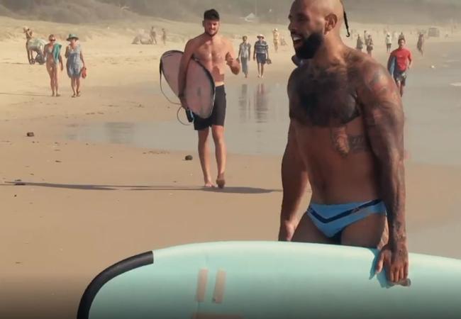 Josh Addo-Carr during modified pre-season training at Lennox Head.