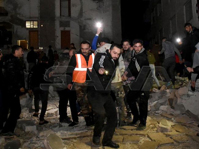 A victim is pulled from the rubble after the Turkey earthquake. Picture: AFP