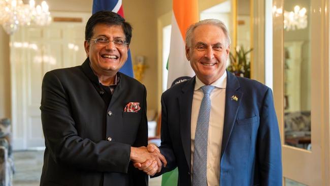 Indian Commerce and Industry Minister Piyush Goyal meets Don Farrell in Adelaide last year.