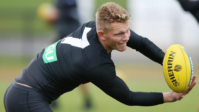 Adam Treloar racked up a huge SuperCoach score in the Pies’ win. Picture: Getty Images