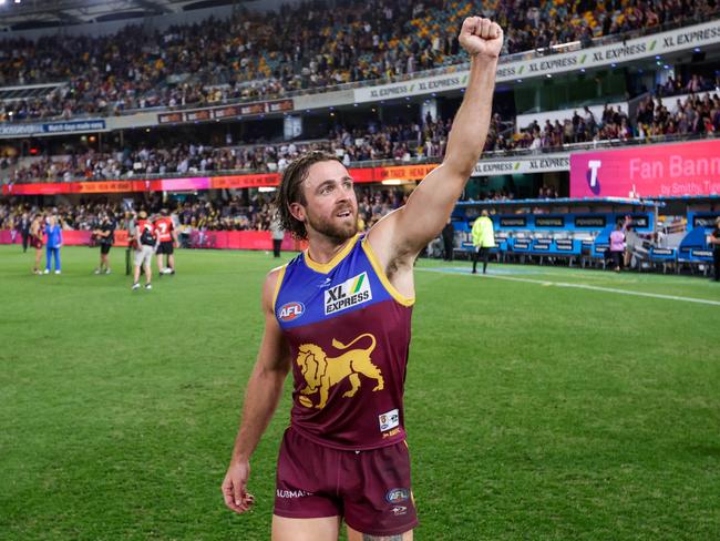 Brisbane delisted cult figure Rhys Mathieson on Friday. (Photo by Russell Freeman/AFL Photos via Getty Images)