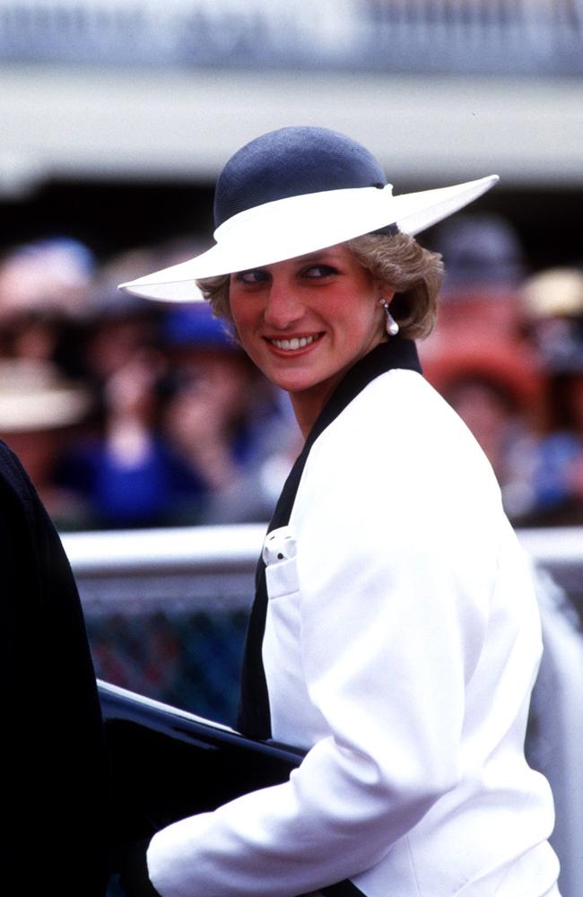 Looking radiant ... Diana, Princess of Wales, at the Melbourne Cup at Flemington on November 5, 1985.