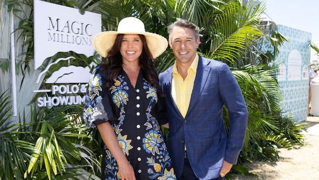 Nicole and Billy Slater at the Magic Millions Showjumping and Polo. Picture by Luke Marsden.