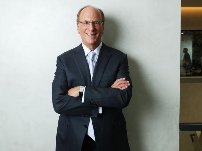 7/6/23: Larry Fink is the chairman and CEO of BlackRock, the world's biggest investor with $US9 trillion under management. Fink is being interviewed in Sydney by The Australian where he is speaking about markets and green investing. John Feder/The Australian.