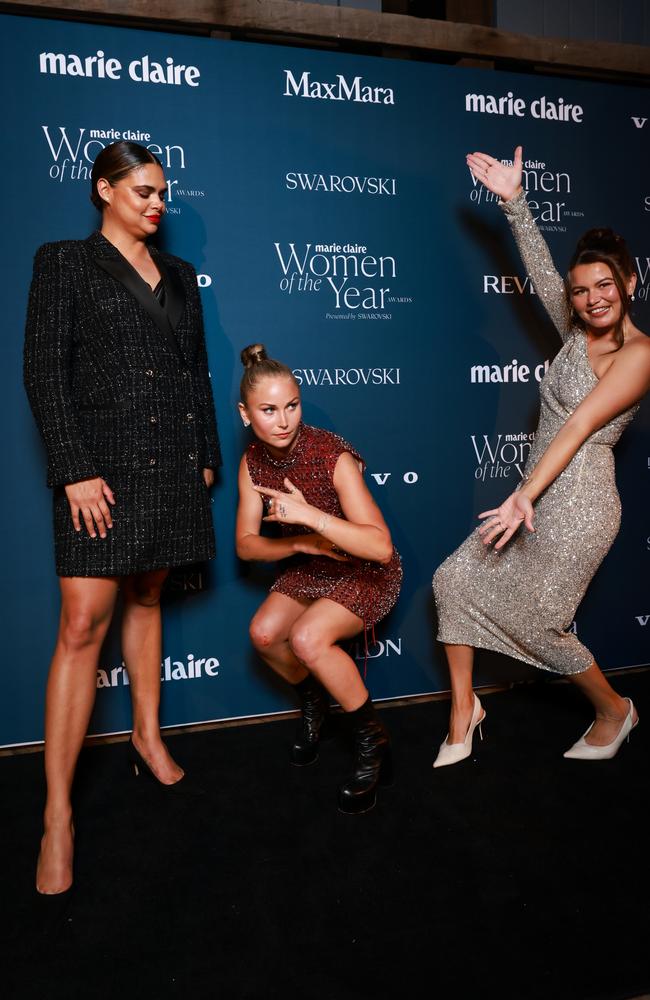 Samantha Harris, Grace Tame, Vanessa Turnbull-Roberts attend the Marie Claire Women Of The Year Awards 2024. Picture: Hanna Lassen/Getty Images