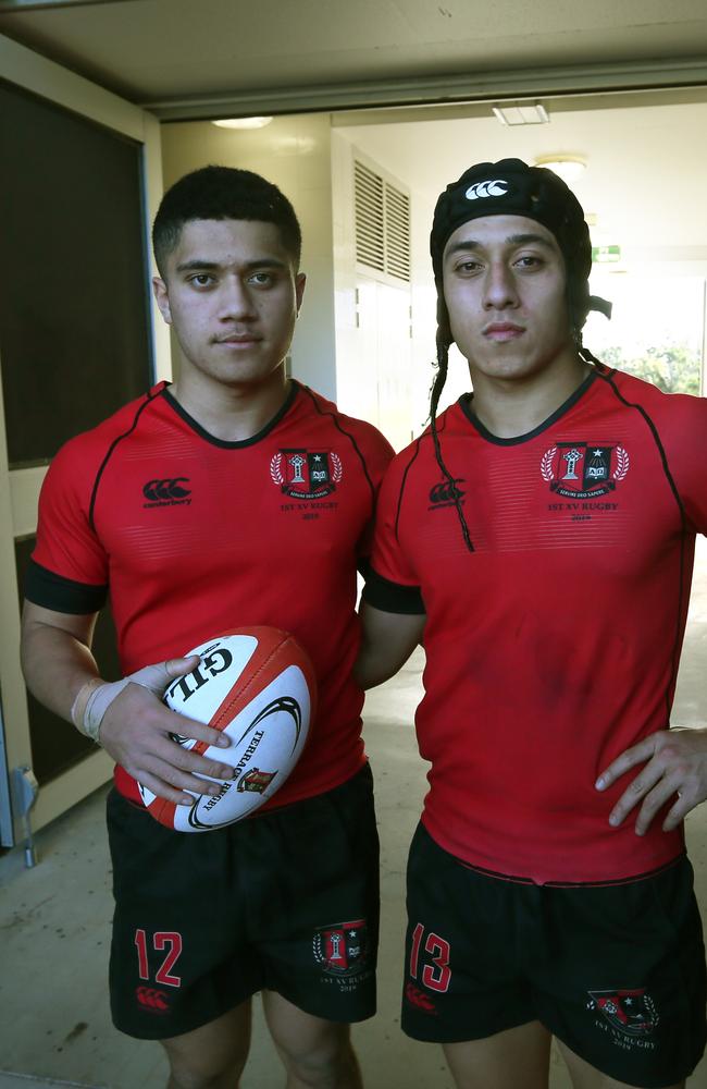 Gregory Terrace 1st XV players and brothers David and Glen Vaihu. Saturday 10th August 2019. (AAP Image - Richard Waugh)