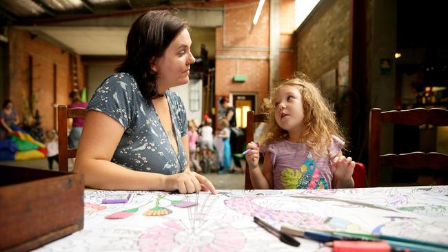 <s1>Sharon Baldwin of Sydney Creative Play, pictured with her daughter Luella, 4, inside the warehouse that will be demolished to make way for Canterbury Close. </s1>                        <source>Picture: Justin Sanson</source>