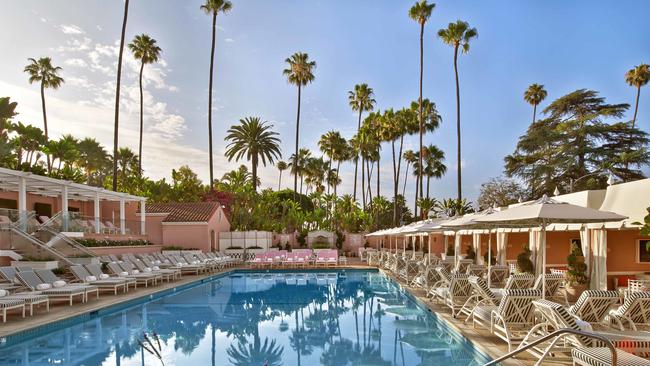 Pool at the Beverly Hills Hotel in LA, US.