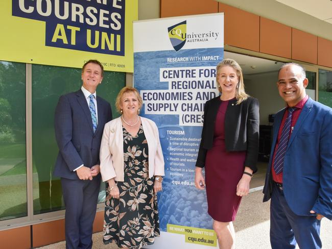 L-R: CQUniversity Vice-Chancellor &amp; President Professor Nick Klomp, Member for Capricornia, the Hon. Michelle Landry MP, Minister for Regionalisation, Regional Communications and Regional Education, Senator the Honourable Bridget McKenzie &amp; CRESC Director Professor Delwar Akbar PHOTO: Contributed