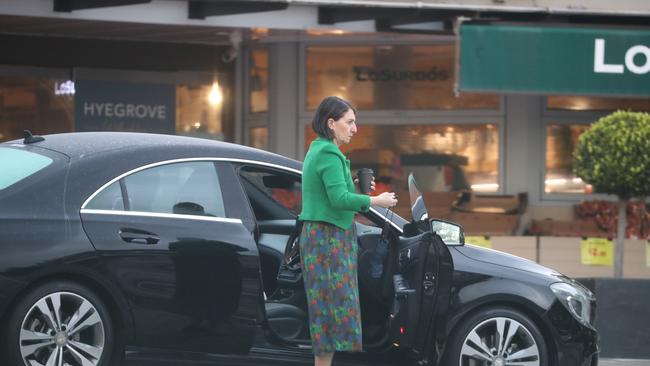 Gladys Berejiklian at Northbridge Plaza early Tuesday morning. Picture: John Grainger