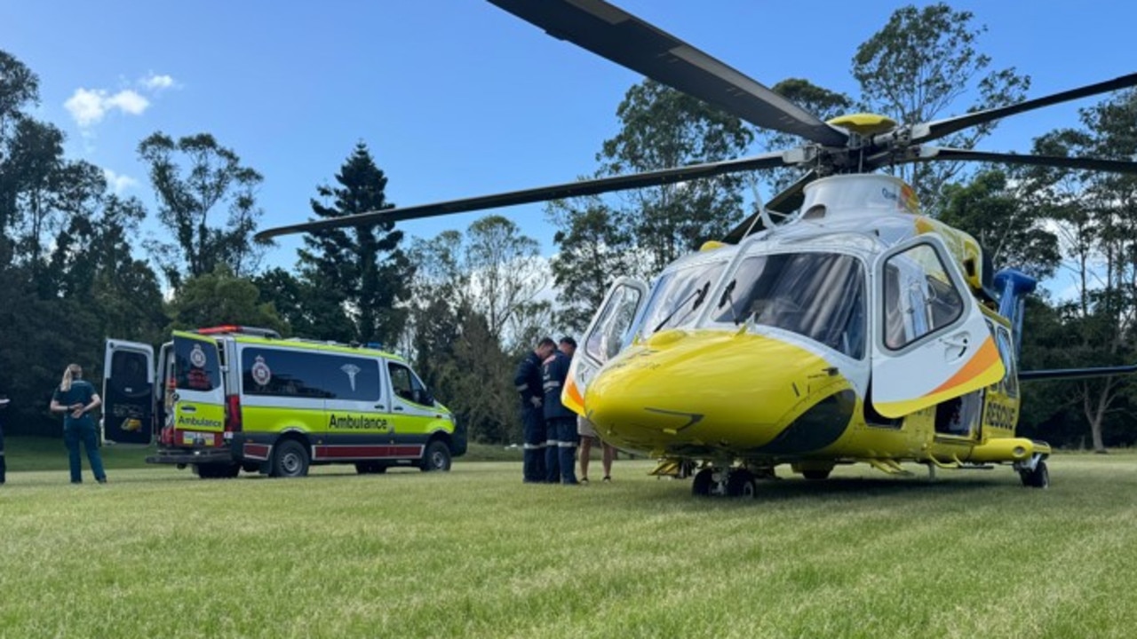 A LifeFlight helicopter landed on a nearby school oval to rush the woman to hospital. Photo: LifeFlight