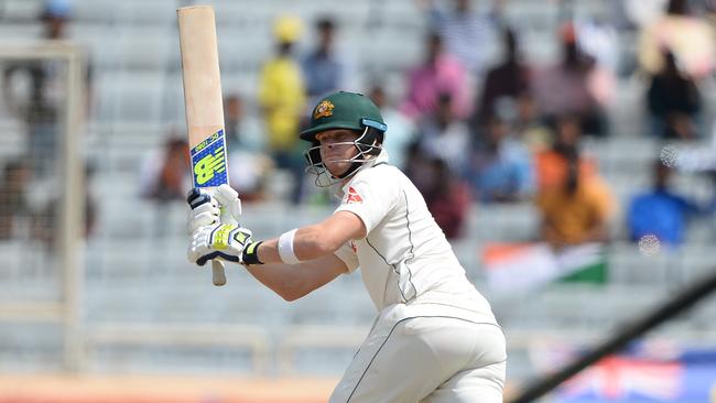 Steve Smith in action during Australia’s second innings at Ranchi.