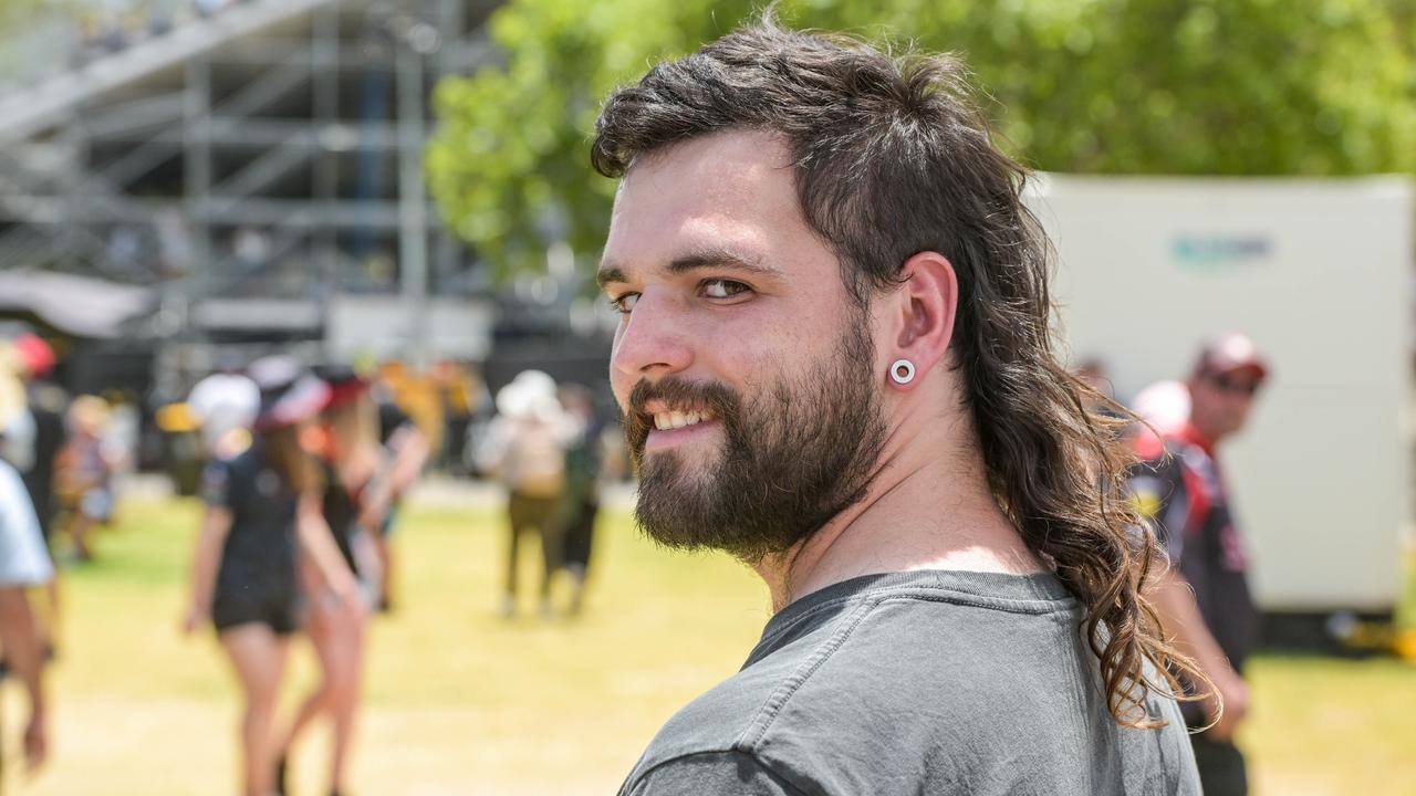 Angus Miller vying for best mullet at the VALO Adelaide 500. Picture: Brenton Edwards