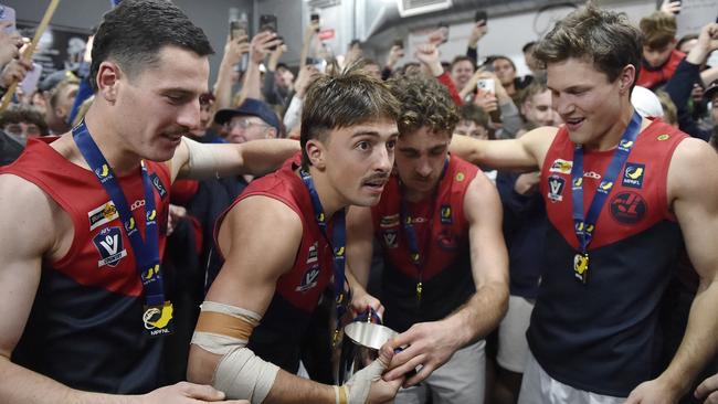 We’ve got it: The Redlegs celebrate. Picture: Andrew Batsch