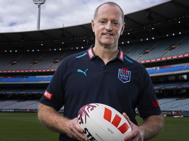 MELBOURNE, AUSTRALIA - APRIL 16: NSW Blues head coach Michael Maguire poses for a photograph during the 2024 State of Origin Series Launch at Melbourne Cricket Ground on April 16, 2024 in Melbourne, Australia. (Photo by Daniel Pockett/Getty Images)