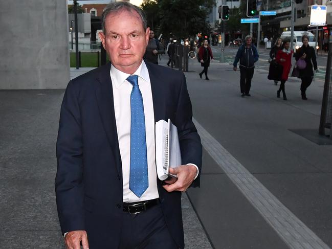 Former Ipswich mayor Paul Pisasale is seen leaving the District Court in Brisbane yesterday. Picture: AAP Image/Darren England